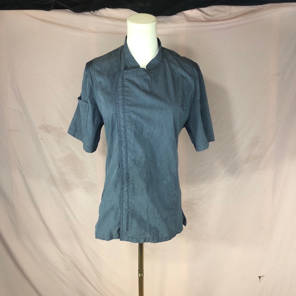 Short Sleeve Chef Jacket in Slate Blue Size Small Women’s or Men’s